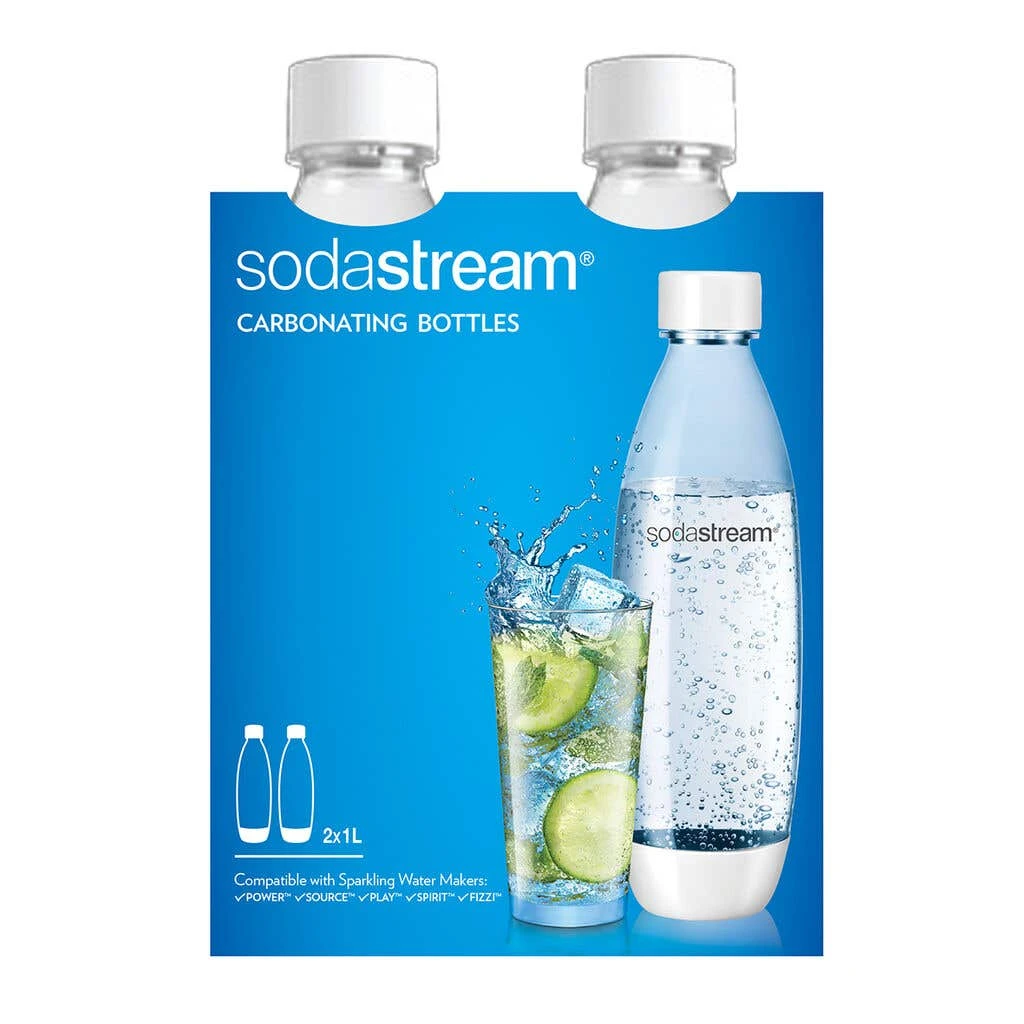 SodaStream White Plastic Twin Pack Bottles 1L 1 SodaStream White Plastic Twin Pack Bottles 1L