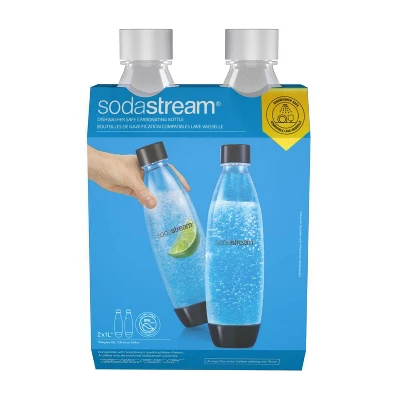 SodaStream 1L Carbonating Bottle - 2pk - White 1 SodaStream 1L Carbonating Bottle - 2pk - White